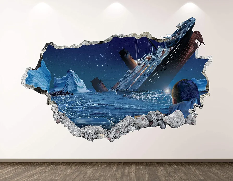 Titanic Wall Decal Art Decor 3D Passenger Ship Sticker Mural Kids Room Vinyl Custom Gift BL61 (22"W x 14"H)