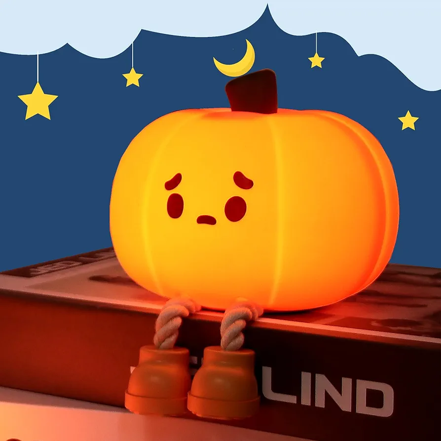 Cute Pumpkin Silicone Night Light - Colorful, Dimmable, Rechargeable, Nursery Lamp for Breastfeeding, Room Décor