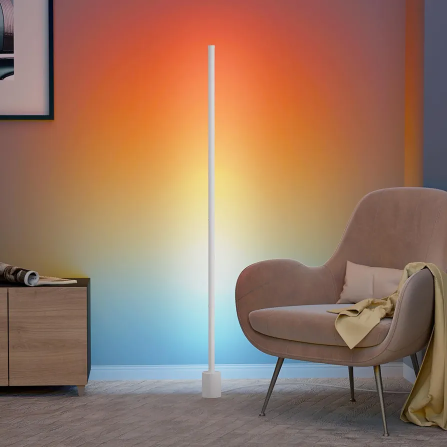 Smart Corner Floor Lamp - LED Floor Lamp with Alexa and App Control, 16 Million DIY Colors, Music Sync, DIY Color Modes,Timer Setting, Suitable for Living Room and Bedroom