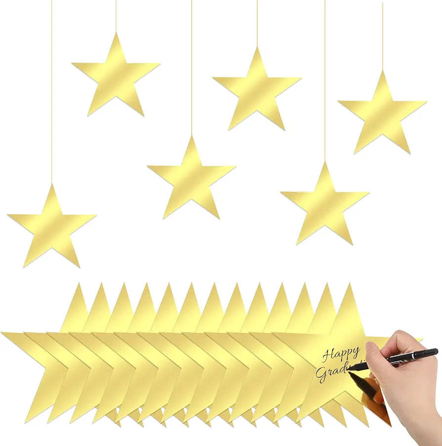 100 Pcs 6 Inch Gold Star Cutouts Double Printed Paper Stars Gold Star Decoration Hollywood Theme Party Red Carpet Party Supplies for Classroom Wall Party