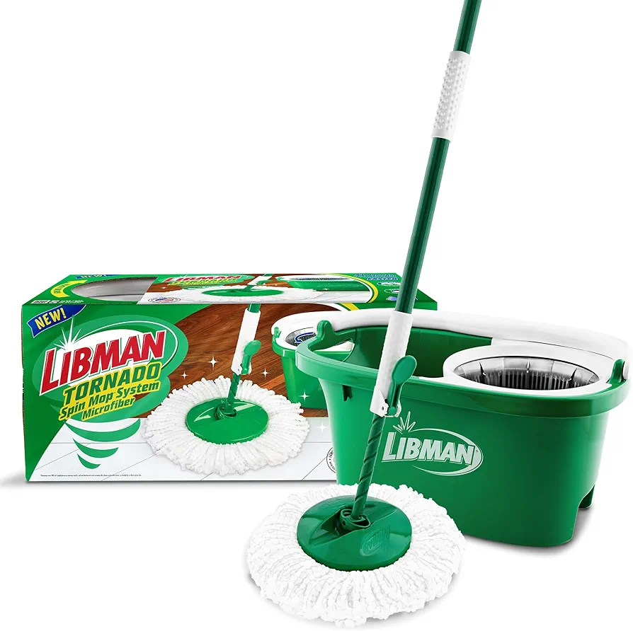 Libman Tornado Spin Mop System | Mop and Bucket with Wringer Set | Spin Mop | Floor Mop | Libman Mop | Mops for Floor Cleaning | Hardwood Floor Mop | 1 Mop Head Included