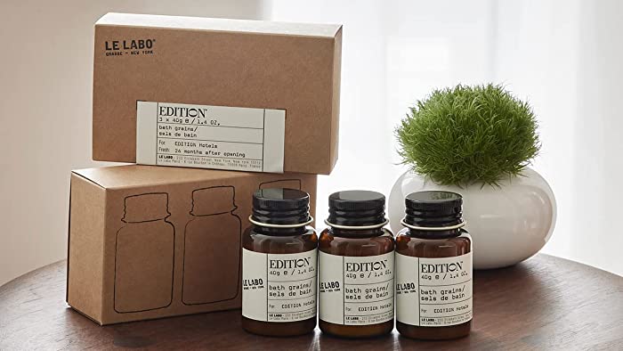 EDITION Le Labo Bath Grains - Signature Black Tea Scent, Enriching Sea Salt, Amica Flower Extract, Vitamin E, Green Tea Extract - Set of 3, 1.4 oz. Bottles