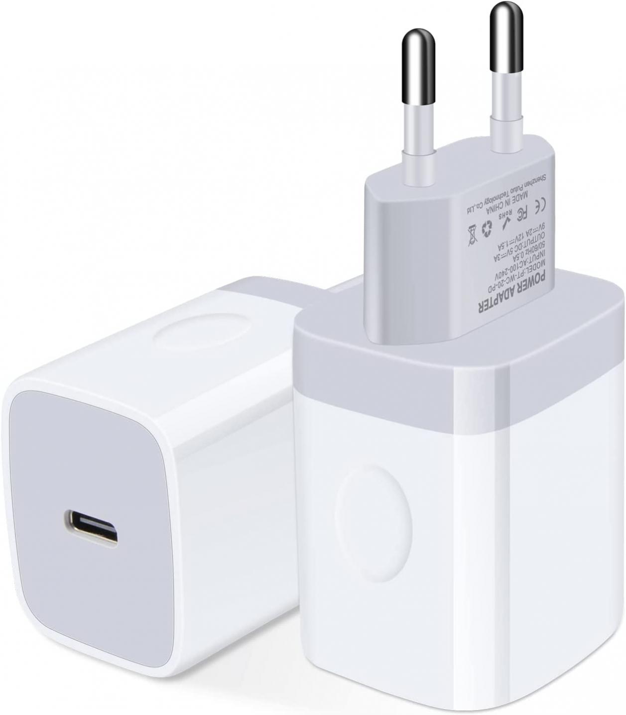 European Travel Plug Adapter, Fast USB C Wall Charger Box Charging Block 2Pack 20W EU Europe Type C International Power Adaptor for iPhone 14 13 12 11 SE XR XS 8,Samsung Galaxy S22 S21 S20 S10 A13 A53