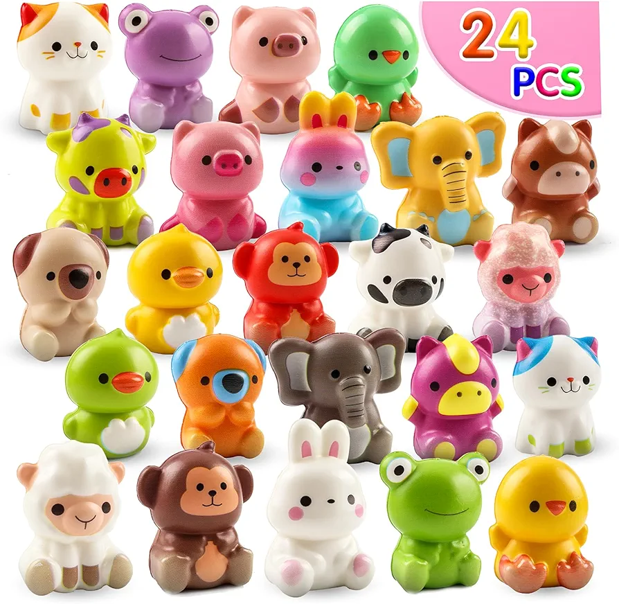 Party Favors for Kids 24PCS Animal Squishy Toys,Goodie Bag Stuffers for Kids,Pinata Stuffers,Birthday Gifts for Boys & Girls,Treasure Chest Prizes,Classroom Prizes for Kids