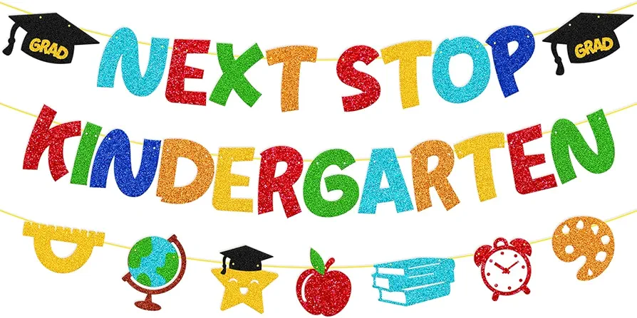 Next Stop Kindergarten School Banner Welcome to Kindergarten Party Decorations for Student Teacher Celebrating First Day of Kindergarten Classroom Bulletin Board Backdrop Party Supplies