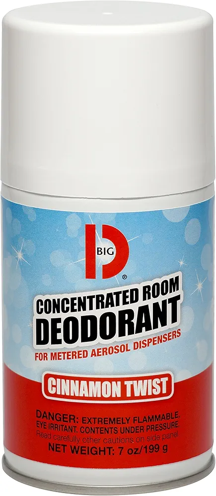 Big D 469 Concentrated Room Deodorant for Metered Aerosol Dispensers, Cinnamon Twist Fragrance, 7 oz (Pack of 12) - Air freshener ideal for restrooms, offices, schools, restaurants, hotels