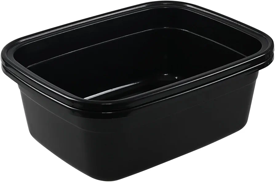 18 Quart Black Plastic Rectangular Wash Basin Tub, Set of 2