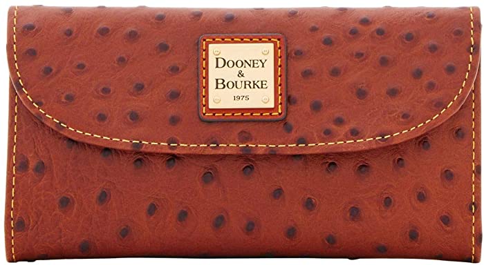 Dooney and Bourke Ostrich emb Continental Clutch Cognac