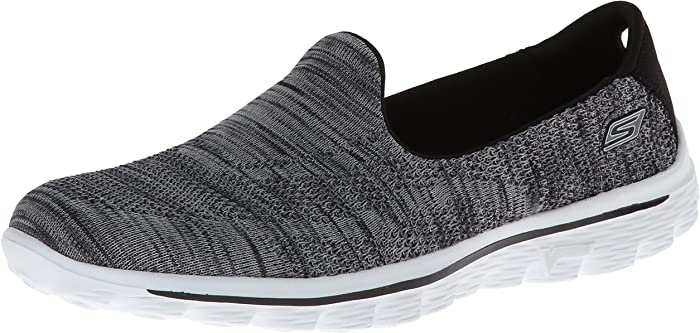 Skechers Womens Gowalk 2 Hypo Black/White Slip-On - 7.5