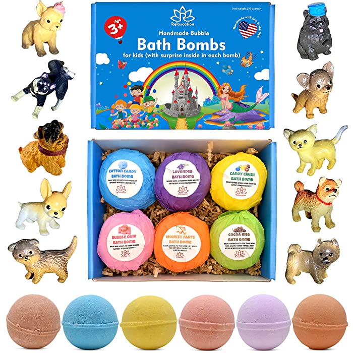 Organic Bath Bombs For Kids with Surprise Inside LITTLE PUPPIES TOYS – Natural and Safe Bubble Bombs with Essential Oils - Bath Bombs Toys Inside – Great Gift Set for Boys and Girls Handmade in USA