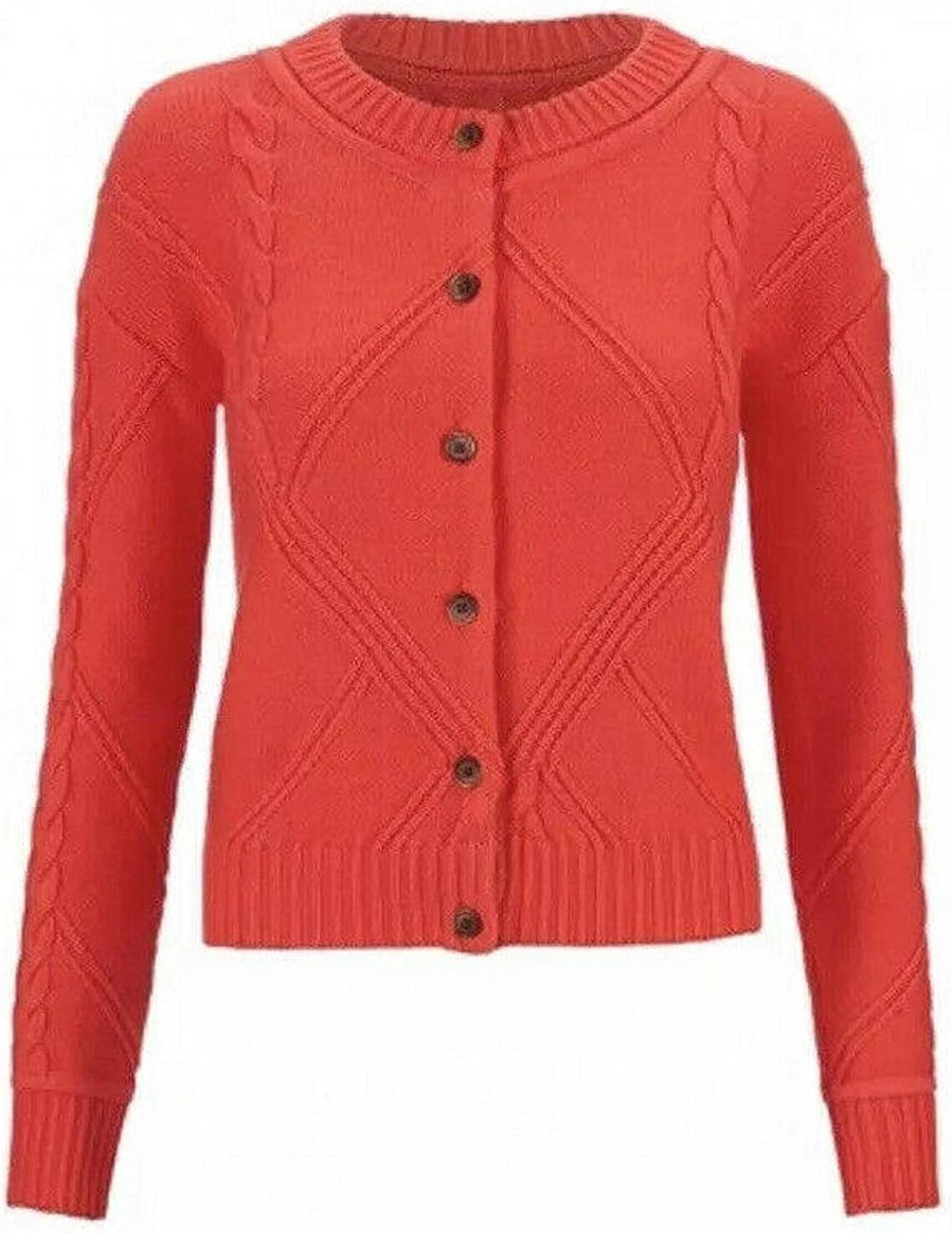 cabi Citrus Orange Cable Sweater 5449