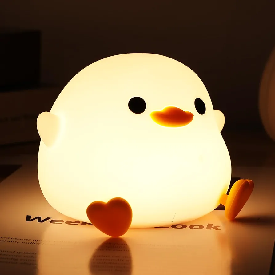 Duck Night Light, Cute Dodo Duck Lamp, Rechargeable Dimmable Nightlight, Silicone LED Bedside Lamp Nursery Nightlight with 20 Minutes Timer and Touch-Sensitive for Bedrooms, Living Room