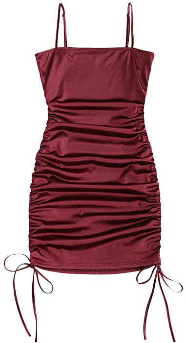 ZAFUL Women's Stars Print Side Slit Velvet Sleeveless Mini Dress Sexy Cowl Front Spaghetti Strap A-Line Mini Dress