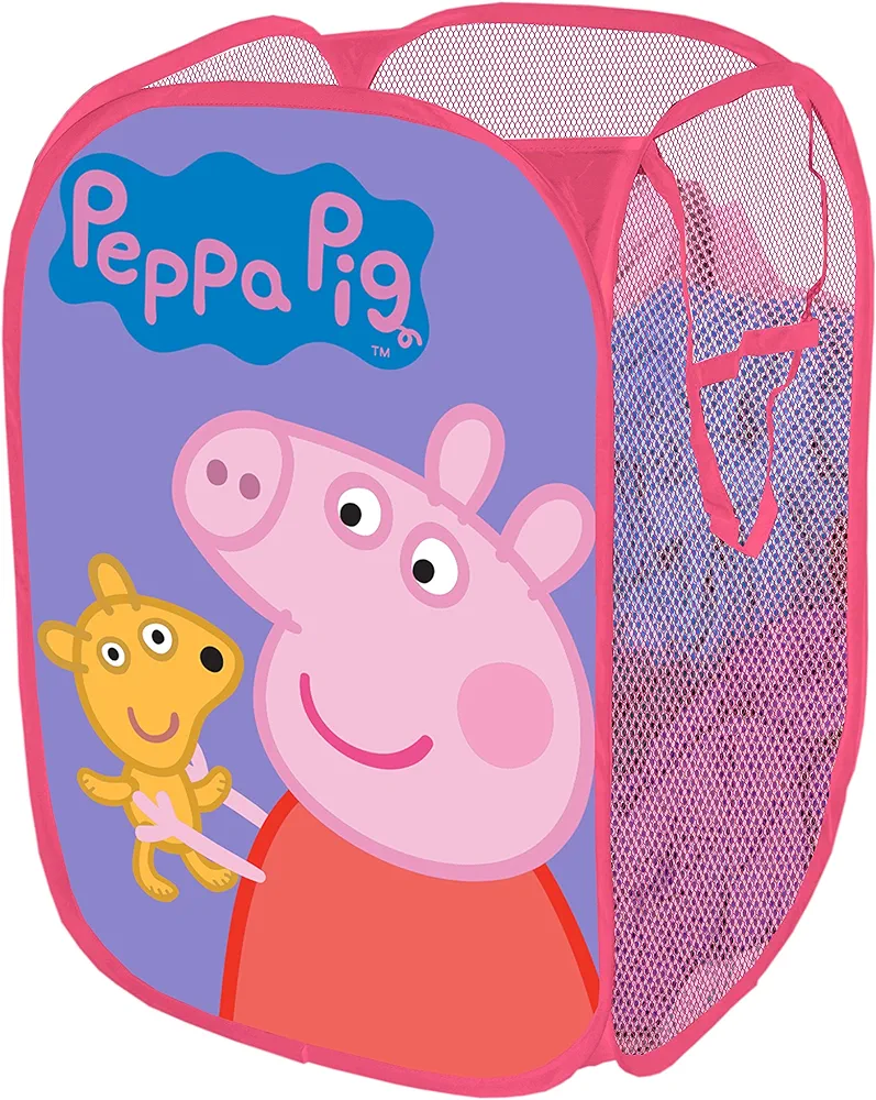 Idea Nuova Peppa Pig Pop Up Hamper with Durable Carry Handles, 21" H x 13.5" W X 13.5" L