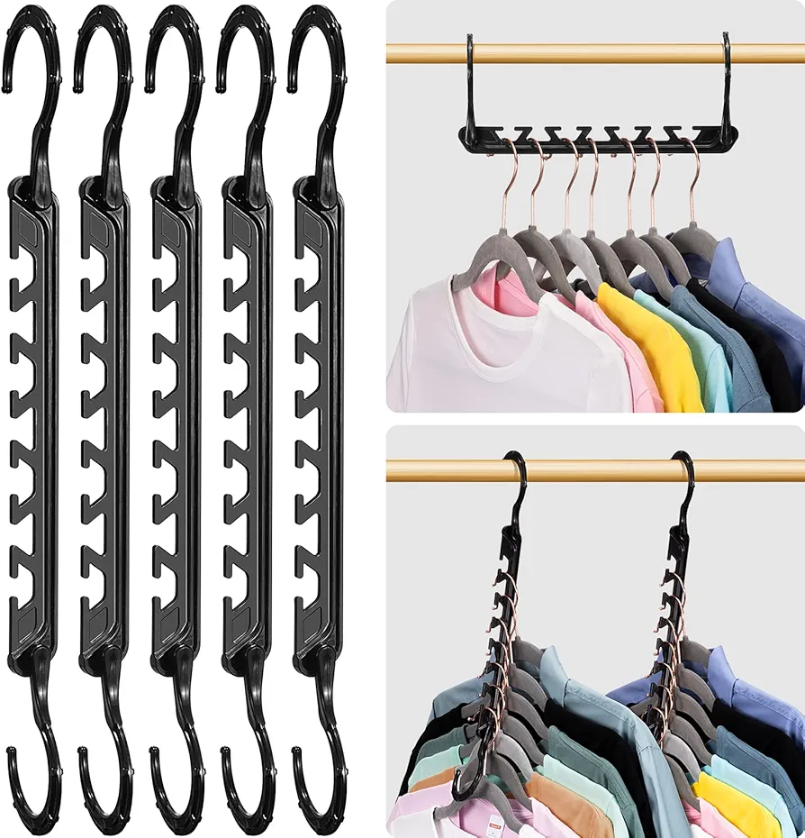 HOUSE DAY Closet Organizers and Storage, Magic Space Saving Hangers, Multi Hanger Closet Organizer with 7 V-Shaped Groove, College Dorm Room Essentials, Closet Storage Organization for Wardrobe