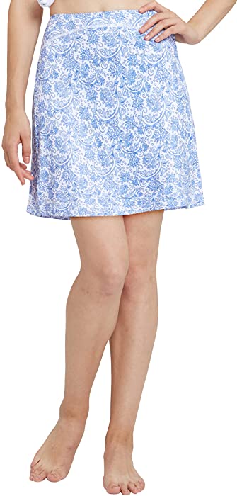 slimour Women Print Golf Skirt Travel Skirts with Pockets Swim Skirt High Waist with Shorts