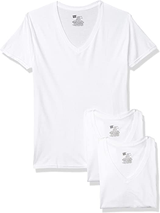 Hanes Men's Comfort Flex Fit White V-Neck 3 Pack