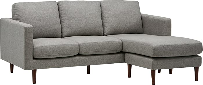 Amazon Brand – Rivet Revolve Modern Upholstered Sofa with Reversible Sectional Chaise, 80"W, Grey Weave