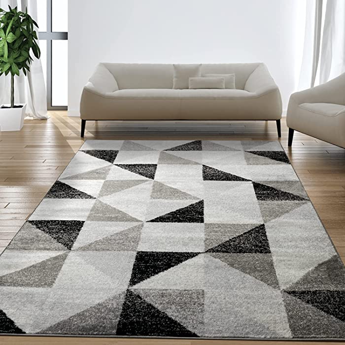 Antep Rugs Geometric 5x7 Modern Indoor Area Rug Siesta (Gray Cream, 5'3" x 7')