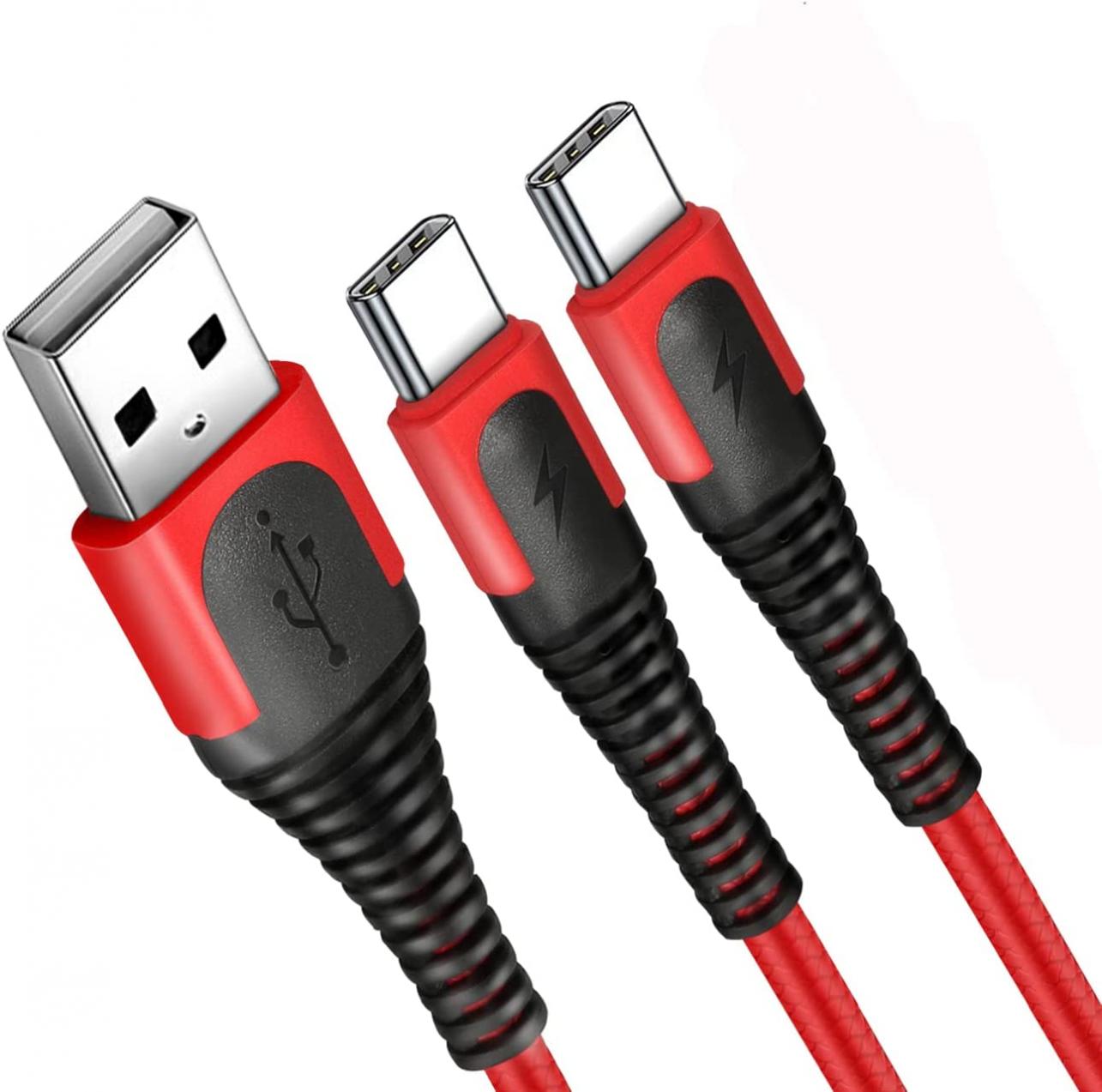 Rrysemdor USB Type C Cable Fast Charging [2-Pack 6ft], USB-A to USB-C Charge Cable Compatible with Samsung Galaxy S10 S9 S8 S20 Plus A51 A11,Note 10 9 8, PS5 Controller, USB C Charger - Red