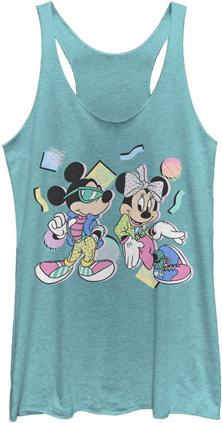 Disney Women's Characters 80s Minnie Mickey Tri-Blend Racerback Layering Tank