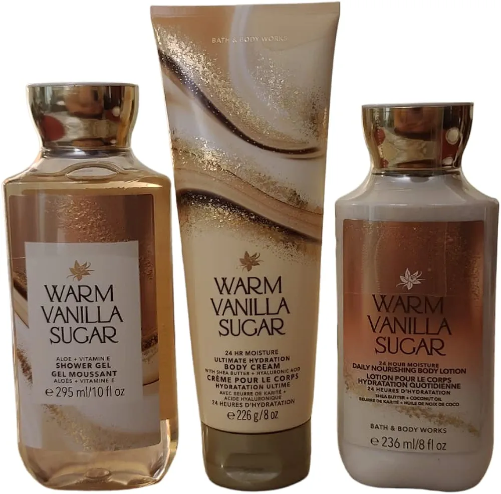 Bath & Body Works Warm Vanilla Sugar Body Set | Shower Gel, Body Lotion & Body Cream