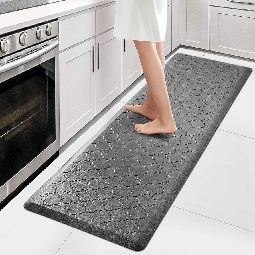 WISELIFE Cushioned Anti-Fatigue Floor Mat, 17.3"x60", Thick Non Slip Waterproof Heavy Duty Foam Standing Rugs for Kitchen, Floor, Home, Office, Desk, Sink, Laundry, Grey