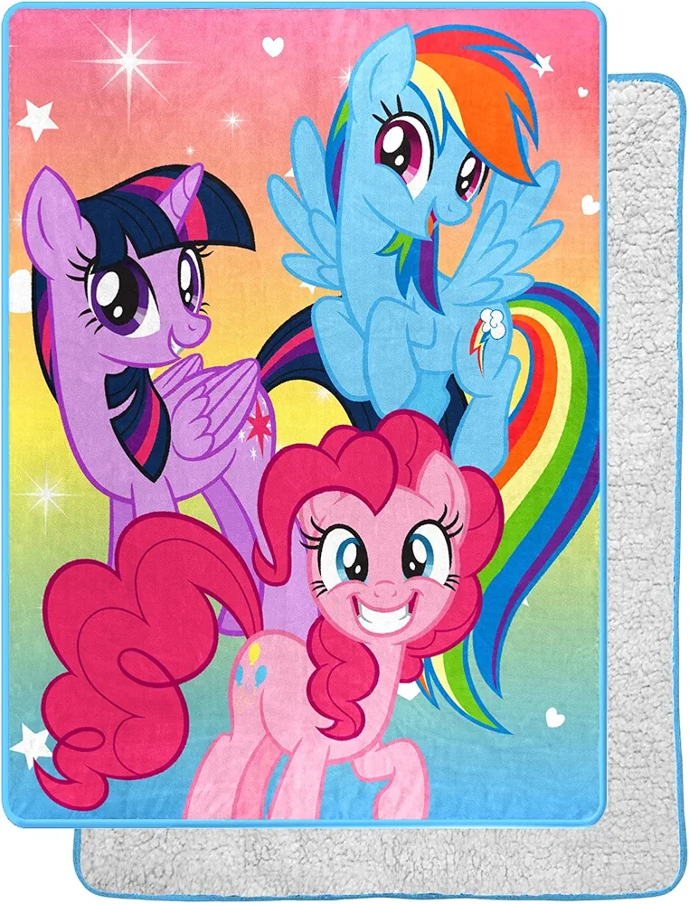 Northwest My Little Pony Silk Touch Sherpa Throw Blanket, 60" x 80", Rainbow Surprise