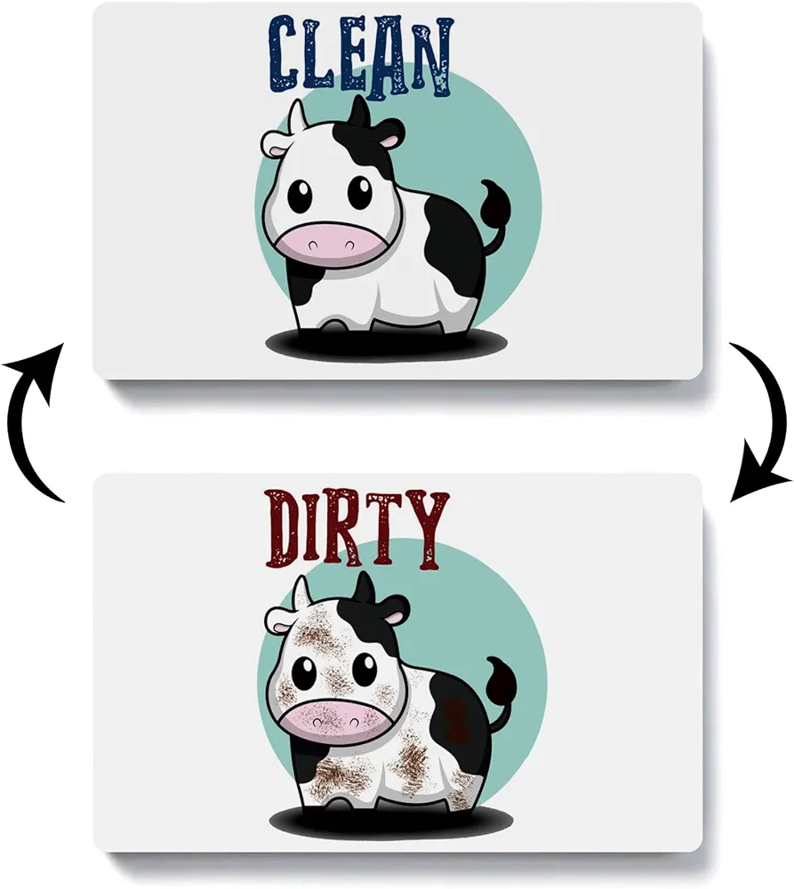 YouFangworkshop Funny Cute Cow Clean Dirty Dishwasher Magnet, Double Sided Strong Kitchen Flip Indicator, Reversible Refrigerator Dish Washer Laundry Room Accessories Decor Magnet