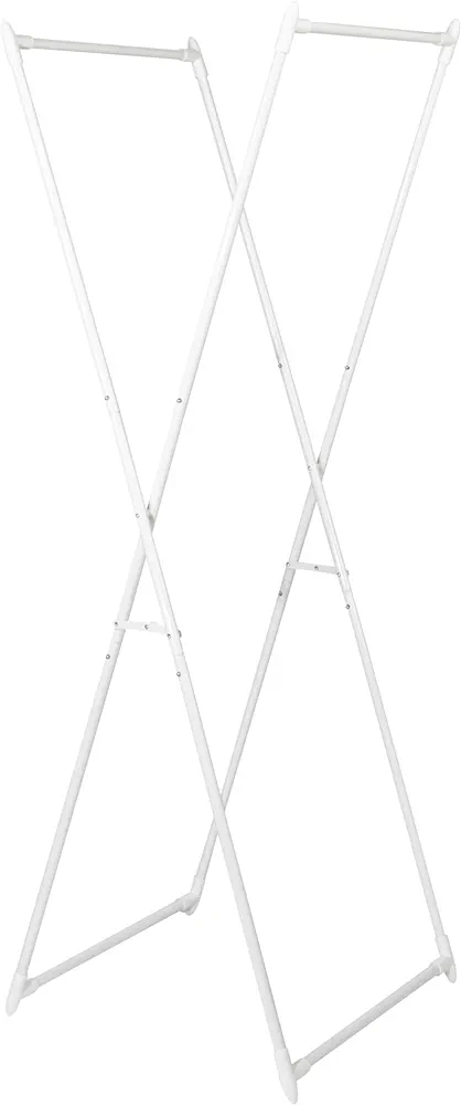 Household Essentials Valet Folding Clothes Rack, Strong Metal X-Frame, Chic Design, Great for Guest and Dressing Rooms, Portable and Easy to Use, Folds Flat, White