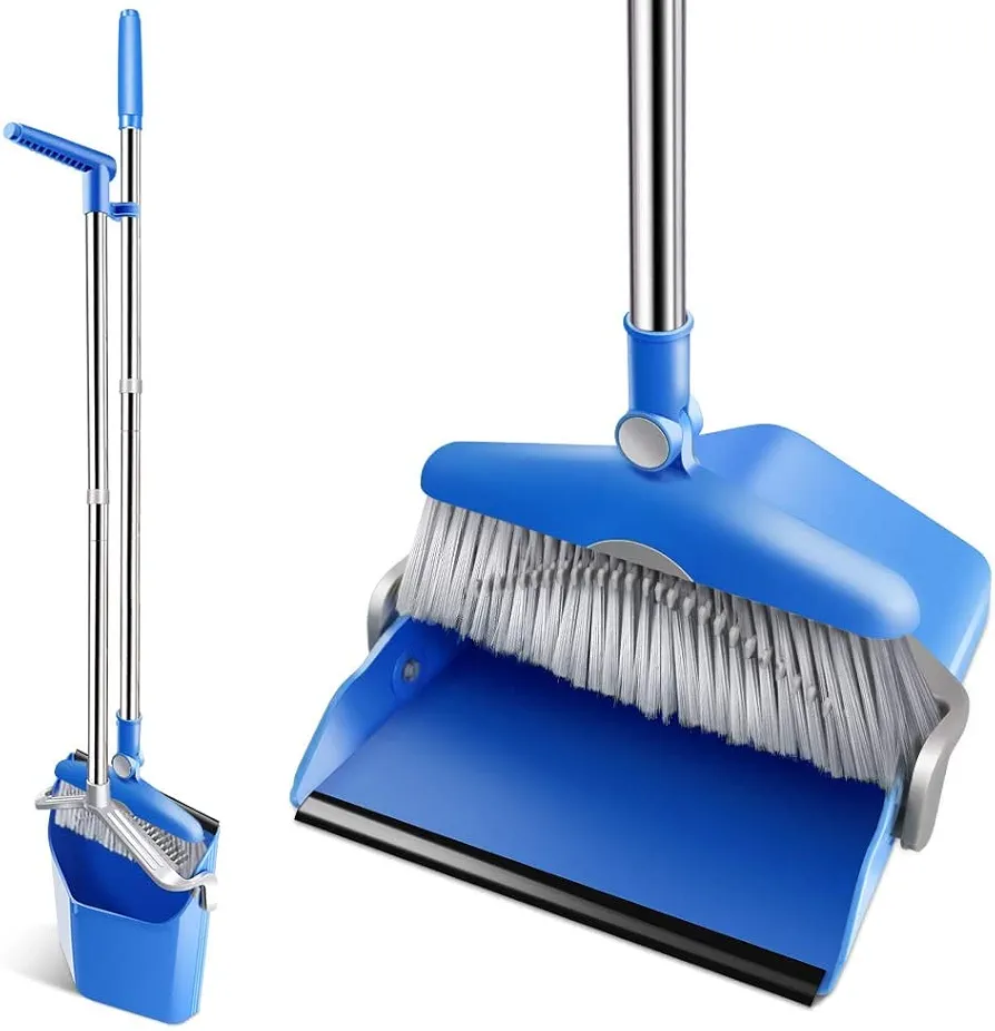 MASTERTOP Broom and Dustpan Set/Dustpan with Broom Combo with Long Handle for Home Kitchen Room Office Lobby Floor