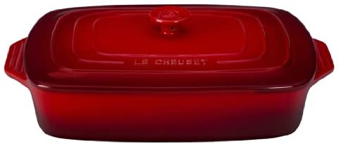 Le Creuset Stoneware Covered Rectangular Casserole, 3.5 qt. (12.5" x 8.5"), Cerise