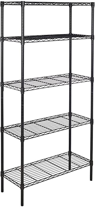 Amazon Basics 5-Shelf Adjustable, Heavy Duty Storage Shelving Unit (350 lbs loading capacity per shelf), Steel Organizer Wire Rack, Black (36L x 14W x 72H)