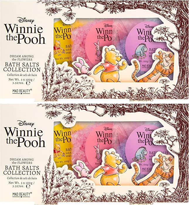 MAD Beauty 2 Pack of Disney Winnie The Pooh Bath Salts Trio Collection | 3 Pampering in Wild Flower Fragrance Each Box - 6 Total