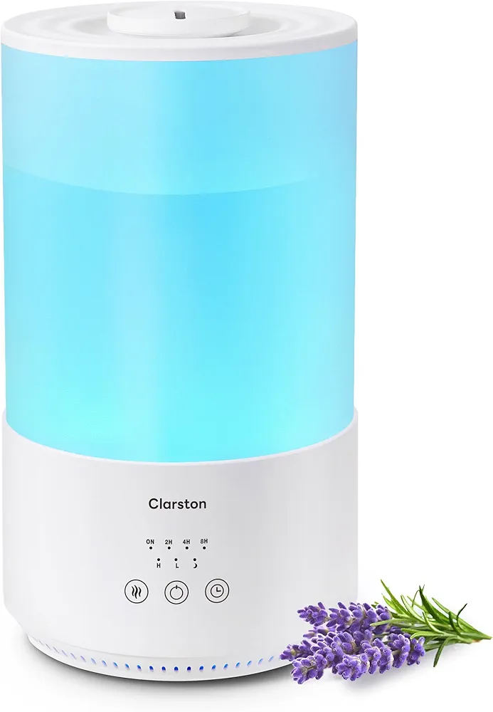 Humidifiers for Bedroom, 4L Cool Mist Humidifier with Essential Oils Diffuser and Nightlight, Top Fill Humidifiers for Home Large Room, Timer, Auto Shut-off, 40H Runtime