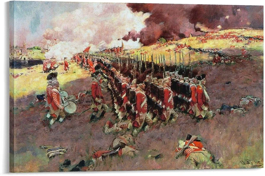 Generic Redcoats at The Battle of Bunker Hill Poster Decorative Painting Canvas Wall Art Living Room Posters Bedroom Painting 12x18inch(30x45cm), Frame-style-5