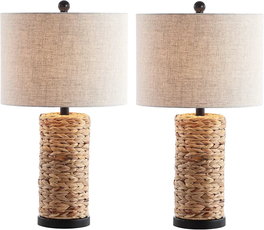 JONATHAN Y JYL6502A-SET2 Set of 2 Table Lamps Elicia 25" Sea Grass LED Coastal for Bedroom, Living Room, Office, College Dorm, Coffee Table, Bookcase, Natural