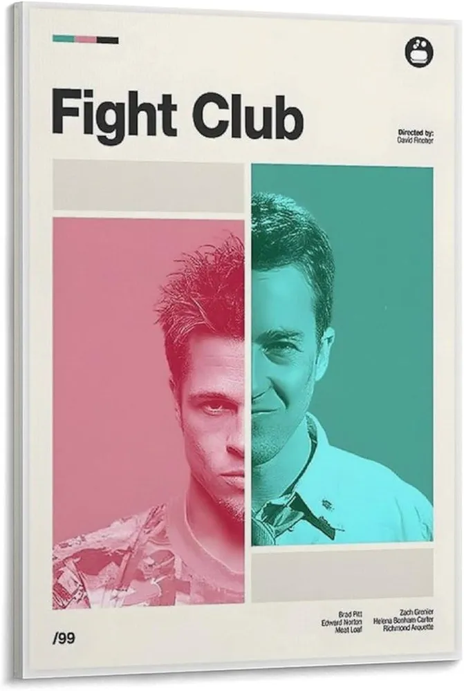 Fight Club Movie Classic Poster Wall Art Paintings Canvas Wall Decor Home Decor Living Room Decor Aesthetic Prints 24x36inch(60x90cm) Frame-style