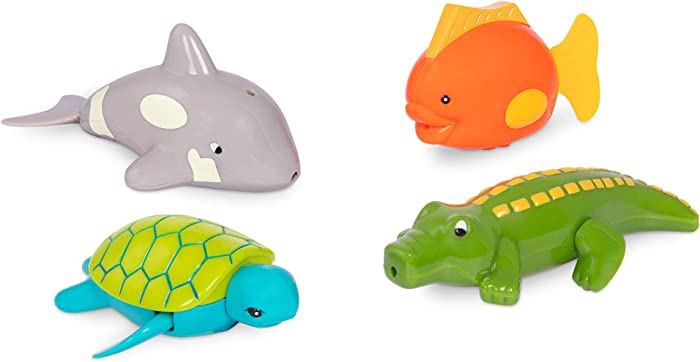 Battat – Wind-Up Bath Toys – 4 pcs – Animal Water Toys for The Tub, Pool – Floating, Swimming – Turtle, Fish, Croc, Whale – for Toddlers – 2 Years +, Brown/a (BT2642Z)