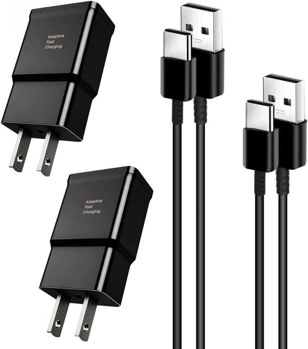 Adaptive Fast Charger kit with USB Type C Cable Compatible Samsung Galaxy S21 /S21 Ultra 5G / S10 /S20 / S10e / S9 /S8 / Plus/Edge/Active/Note 8/9 / 20/10, Wall Plug Power Adapter Cord (2 Pack)