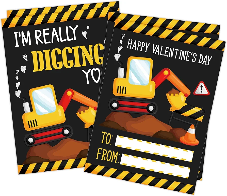 Tractor Themed Classroom Valentine's Day Cards for Boys Girls,Valentine Card Gifts,Boys Girls School Classroom Exchange Valentine Cards,30 Cute Valentines Days Cards.1