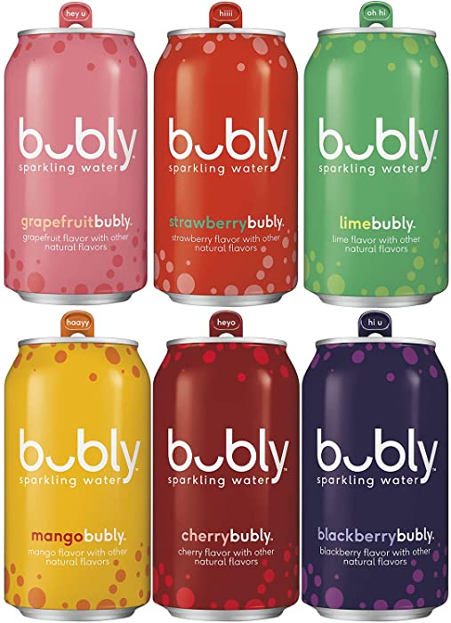 bubly Sparkling Water, 6 Flavor Variety Pack, 12 fl oz Cans (18 Pack)