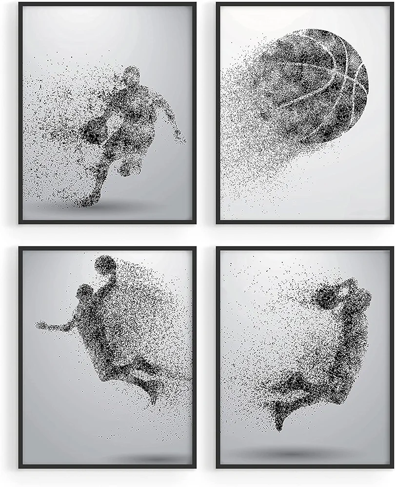 Basketball Wall Art Prints,Set of 4 (8x10) Unframed Basketball Posters,Basketball Room Decor For Men Kids Teenagers,Basketball Wall Decor,Basketball Boys Bedroom Decor