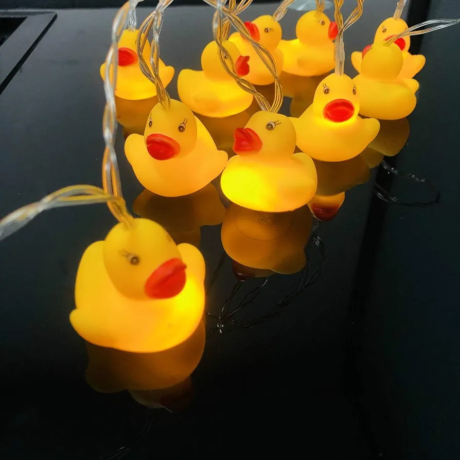 1.65M 10 LED Duck String Lights USB Operated LED Fairy Lights for Room Birthday Party Boys Girls Bedroom Decoration (10LED-USB, Yellow Duck)