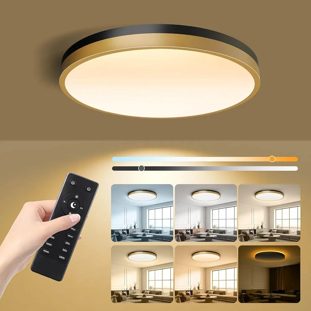 11 Inch Flush Mount Ceiling Light with Remote Control & Night Light, 5CCT Dimmable Ceiling Light Fixture, 20W 2000LM 2700K-6500K Adjustable LED Ceiling Lights for Bedroom Kitchen Living Room