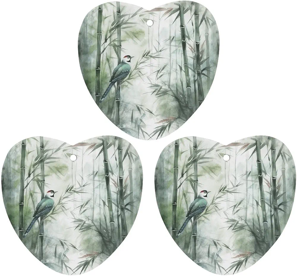 Car Air Fresheners 3 Pcs Hanging Air Freshener for Car Green Bird Painting Aromatherapy Tablets Hanging Fragrance Scented Card for Car Rearview Mirror Accessories Scented Fresheners for Bedroom Bathro