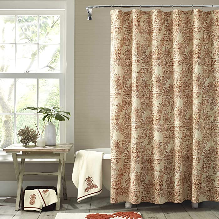 Tommy Bahama Batik Pineapple Shower Curtain, 72x72, Orange