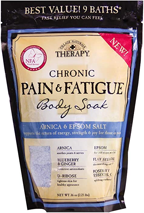 Village Naturals Pain + Fatigue Body Soak Salt 36 Ounce (Pack of 3)