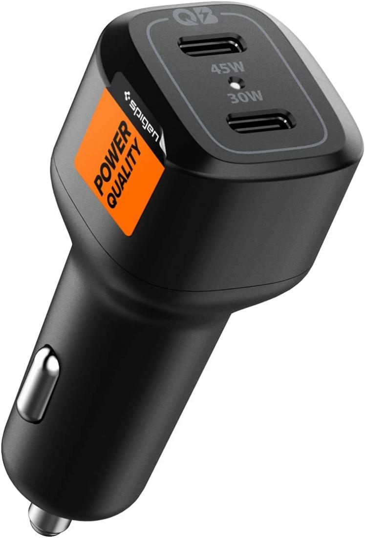 Spigen USB C Car Charger 75W Dual Ports PPS 45W PD 30W Super Fast Charge Car Adapter for Galaxy S22 Ultra Plus S21 Note 20 Z Flip Fold 4 3 iPhone 14 13 Pro Max Mini 12 Pixel 7 6 Pro MacBook Air iPad