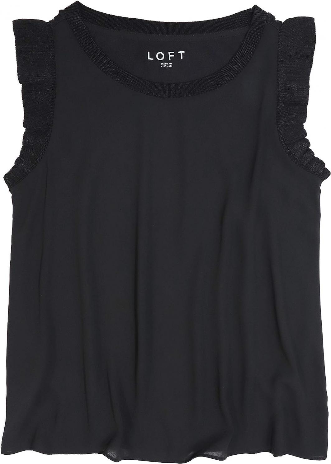 Ann Taylor LOFT Women's Mixed Media Ruffle Tank